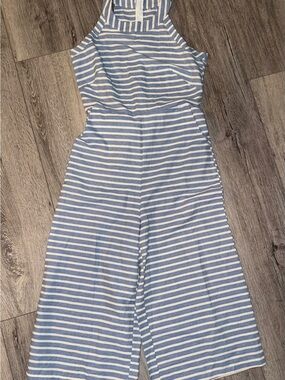 Blue and White Striped Halter Jumpsuit